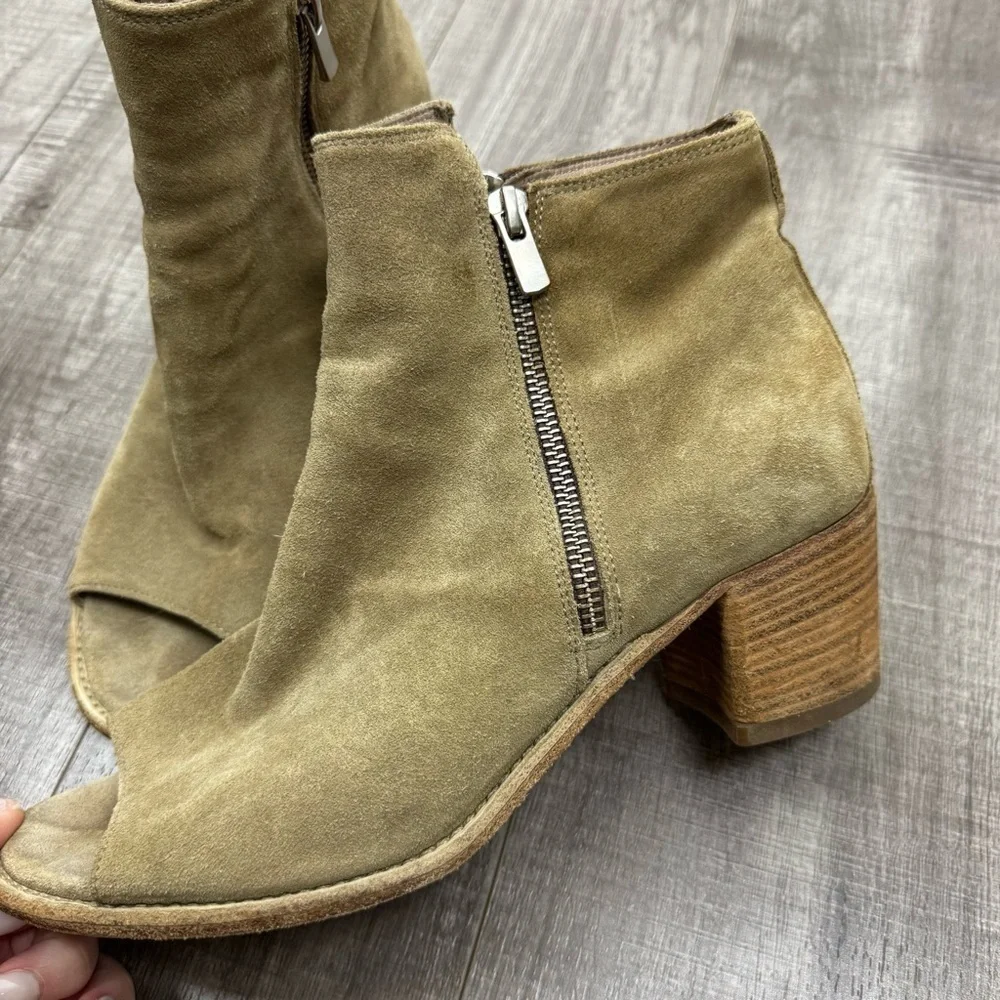 Officine Creative Beige Suede Peep Toe Boots Size 40 1/2 (10.5)